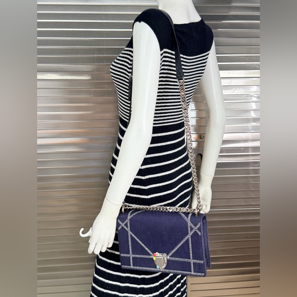 Christian Dior Denim Quilted Diorama Floral Spring Flap Bag - Picture 15 of 15